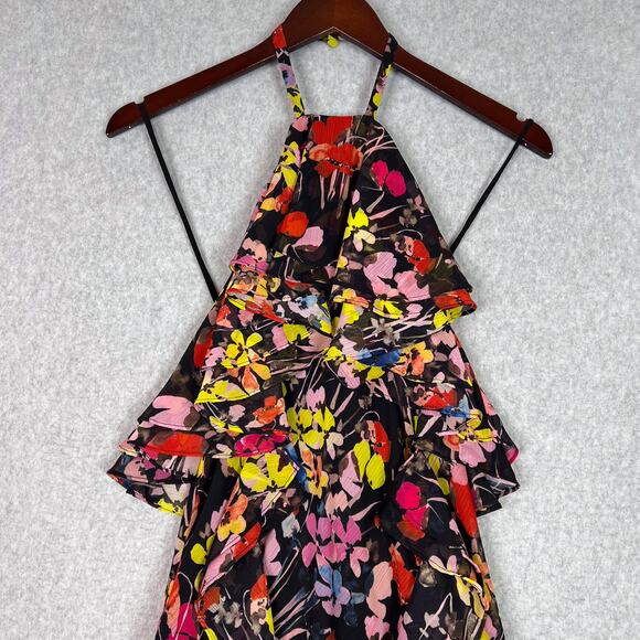 Jason Wu Collective Floral Halter Neck Ruffles Dress Size 2 - Picture 3 of 10
